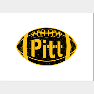 Pitt Retro Football - White Posters and Art